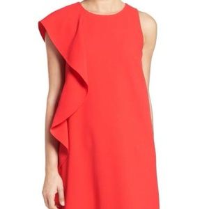 Chelsea28 Asymmetrical Ruffle Shift Dress Red 4 6